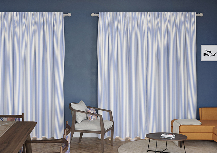Lace Stripes, Soft Blue - Made to Measure Curtains - Image 7